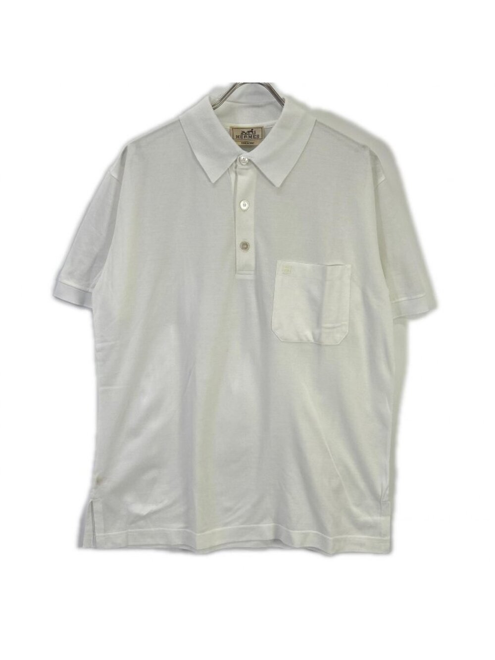Hermes White Cotton Logo Polo